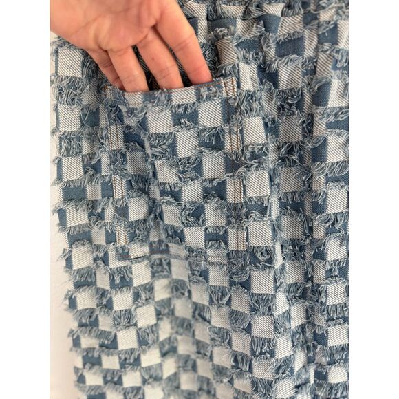 NWT LALA ORIGINAL Check Mate Textured Denim Maxi Skirt Womens Small M Blue Boho - Picture 7 of 13